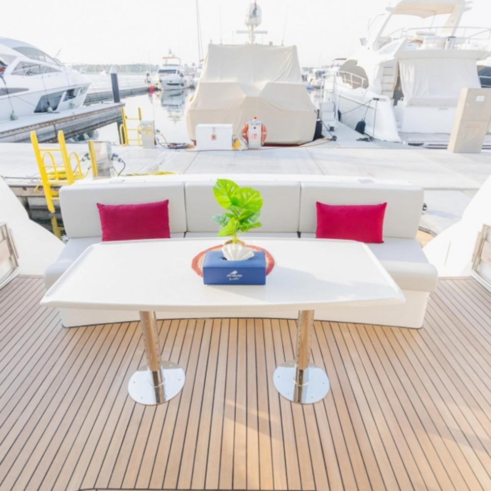 Luxury interior of Viva 52 Ft yacht Dubai rental