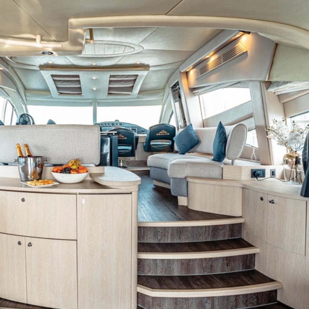 Sealine 68 yacht flybridge luxury seating Dubai
